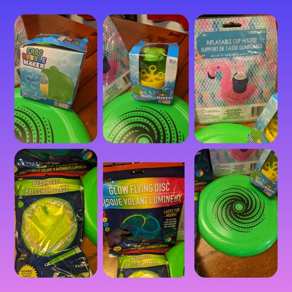 A bundle of fun summer stuff bubble gloves, flying disc flamingo bubble machine - Picture 5 of 6